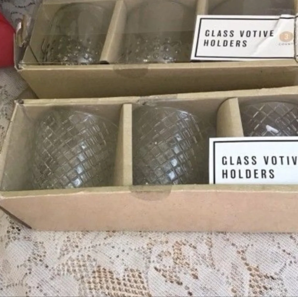 Three Pack Clear Glass Votive Candle Holders